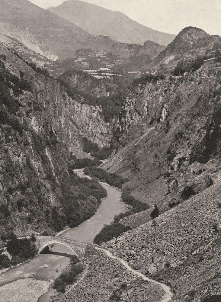 ISÈRE. Route du Lautaret- le pont d'Auris 1904 old antique print picture